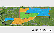 Political Panoramic Map of Wouleu-Ntem, satellite outside