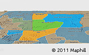 Political Panoramic Map of Wouleu-Ntem, semi-desaturated