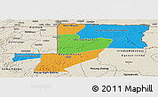 Political Panoramic Map of Wouleu-Ntem, shaded relief outside