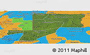 Satellite Panoramic Map of Wouleu-Ntem, political outside