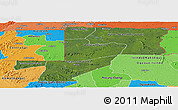 Satellite Panoramic Map of Wouleu-Ntem, political shades outside