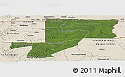 Satellite Panoramic Map of Wouleu-Ntem, shaded relief outside