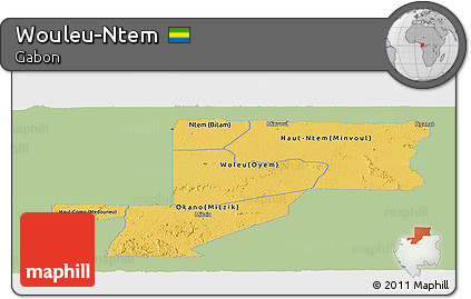 Savanna Style Panoramic Map of Wouleu-Ntem, single color outside