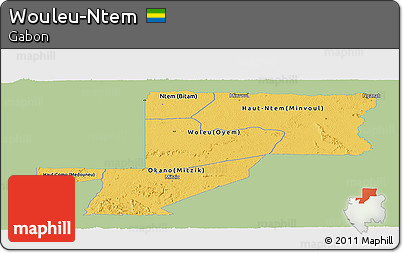 Savanna Style Panoramic Map of Wouleu-Ntem, single color outside