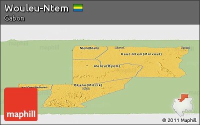 Savanna Style Panoramic Map of Wouleu-Ntem, single color outside