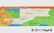 Shaded Relief Panoramic Map of Wouleu-Ntem, political shades outside