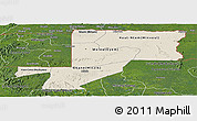 Shaded Relief Panoramic Map of Wouleu-Ntem, satellite outside