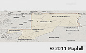 Shaded Relief Panoramic Map of Wouleu-Ntem, semi-desaturated