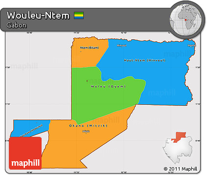 Political Simple Map of Wouleu-Ntem, cropped outside