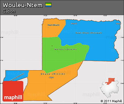 Political Simple Map of Wouleu-Ntem, cropped outside