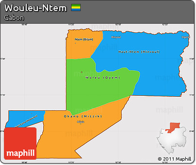 Political Simple Map of Wouleu-Ntem, cropped outside