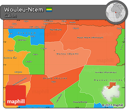 Political Shades Simple Map of Wouleu-Ntem