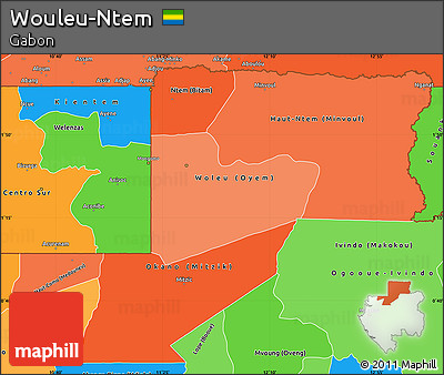Political Shades Simple Map of Wouleu-Ntem