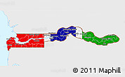 Flag 3D Map of The Gambia, single color outside, bathymetry sea, flag aligned to the middle