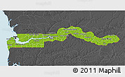 Physical 3D Map of The Gambia, darken, desaturated, land only