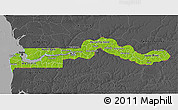 Physical 3D Map of The Gambia, darken, desaturated