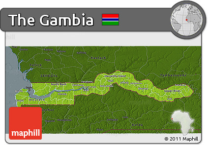 Physical 3D Map of the Gambia, darken