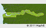 Physical 3D Map of The Gambia, darken, land only