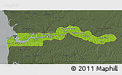 Physical 3D Map of The Gambia, darken, semi-desaturated