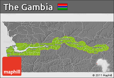 Physical 3D Map of the Gambia, desaturated