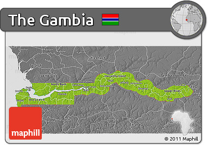 Physical 3D Map of the Gambia, desaturated