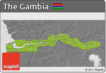 Physical 3D Map of the Gambia, desaturated