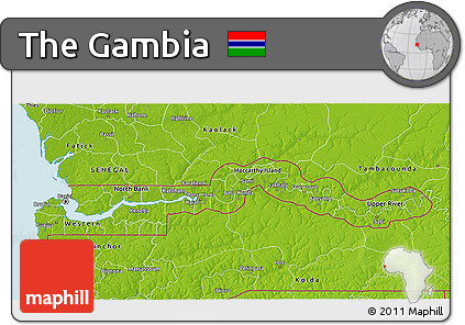 Physical 3D Map of the Gambia