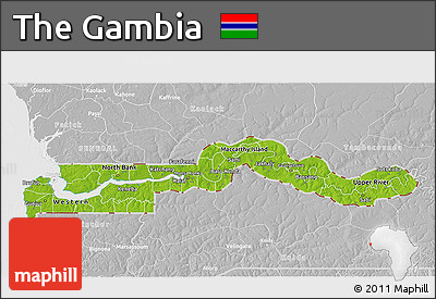Physical 3D Map of the Gambia, lighten, desaturated