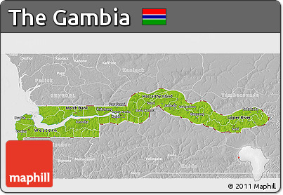Physical 3D Map of the Gambia, lighten, desaturated