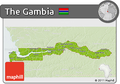 Physical 3D Map of the Gambia, lighten