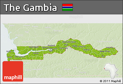 Physical 3D Map of the Gambia, lighten