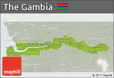 Physical 3D Map of the Gambia, lighten, semi-desaturated