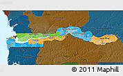 Political 3D Map of The Gambia, darken, land only