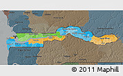 Political 3D Map of The Gambia, darken, semi-desaturated
