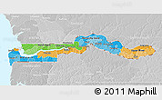 Political 3D Map of The Gambia, lighten, desaturated, land only