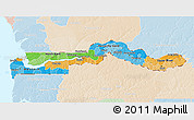 Political 3D Map of The Gambia, lighten, land only