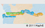 Political 3D Map of The Gambia, lighten