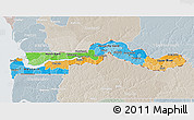 Political 3D Map of The Gambia, lighten, semi-desaturated