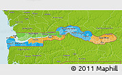 Political 3D Map of The Gambia, physical outside