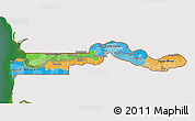 Political 3D Map of The Gambia, single color outside, satellite sea
