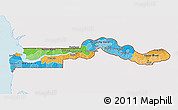 Political 3D Map of The Gambia, single color outside, shaded relief sea