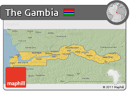 Savanna Style 3D Map of the Gambia