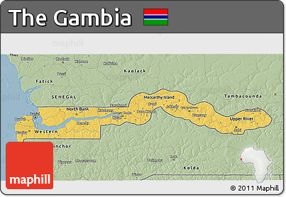 Savanna Style 3D Map of the Gambia