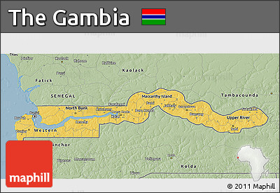 Savanna Style 3D Map of the Gambia