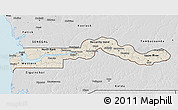 Shaded Relief 3D Map of The Gambia, desaturated, land only