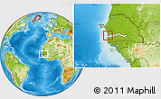 Physical Location Map of Banjul, highlighted country, within the entire country