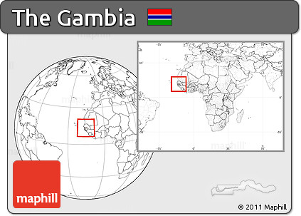 Blank Location Map of the Gambia, within the entire continent