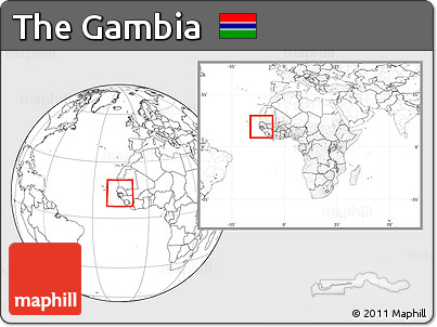 Blank Location Map of the Gambia, within the entire continent