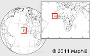 Blank Location Map of The Gambia, within the entire continent