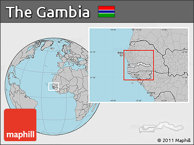 Blank Location Map of the Gambia, gray outside